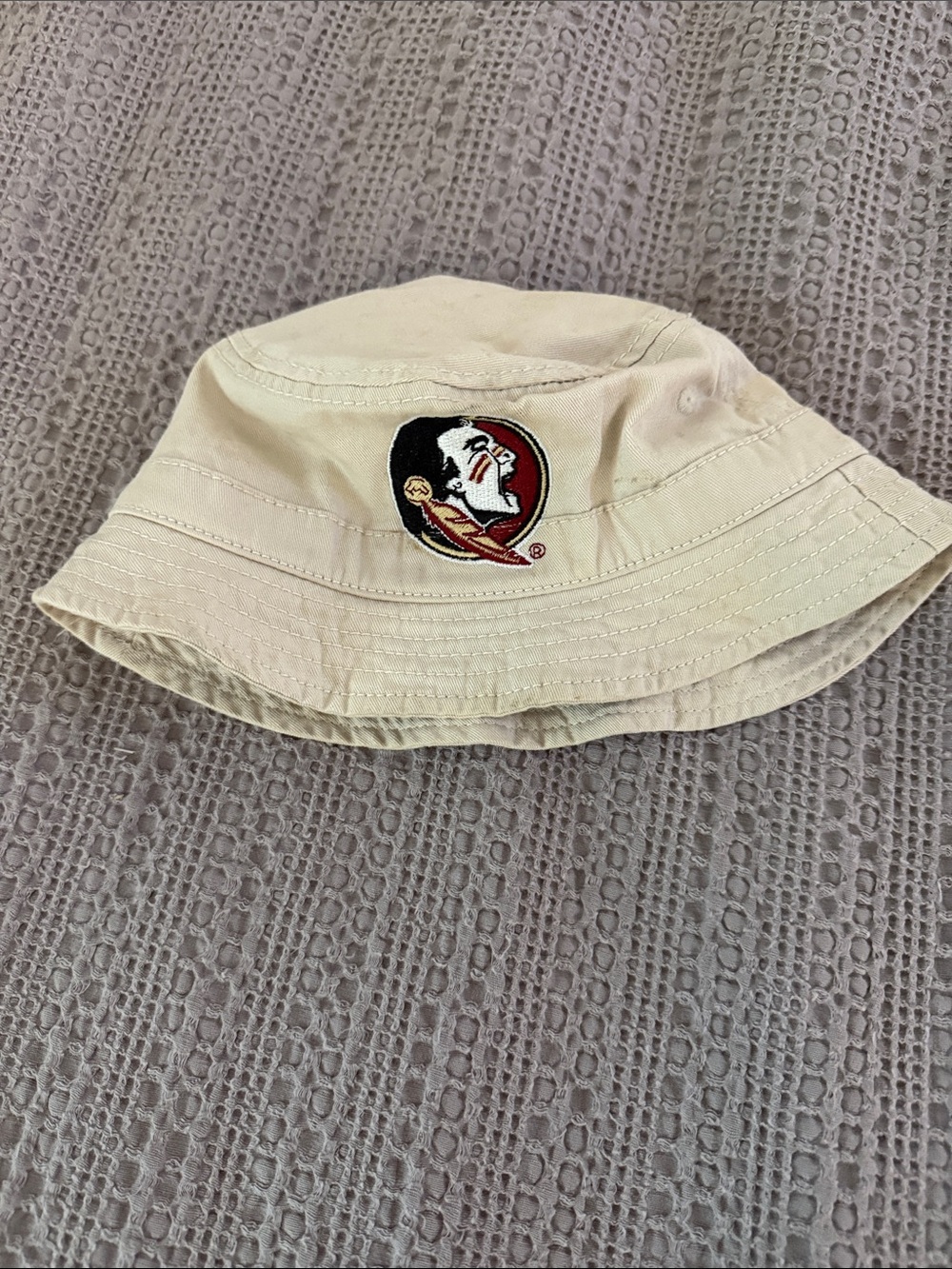 The Game Beige Bucket Hat with Embroidered Team Crest